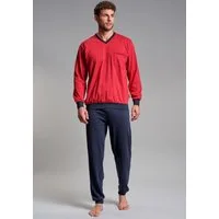 GÖTZBURG Pyjama Manhattan (2 tlg) Langarm, V-Ausschnitt, lange Hose, V-Ausschnitt, Baumwolle