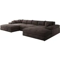 Luxusbetten24 Sofa Designer Sofa Bernardo U in Cord, mit breiter Ottomane