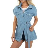 Ital-Design Jeansjacke Damen Freizeit Hemd Jeansstoff Jeansjacke in Blau