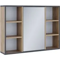 Vicco Badezimmerspiegelschrank Stephan, Goldkraft Eiche/Schwarz, 80 x 59.2 cm mit Regalböden und ... (1-St)
