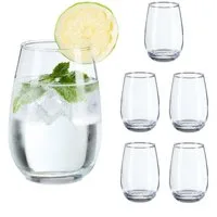 relaxdays Gläser-Set Trinkgläser 6er Set, 6-tlg., Glas, 400ml
