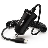 Hama KFZ Schnell-Ladekabel Lightning Spiral-Kabel Schwarz Tablet-Kabel, Lightning, Lade-Adapter Auto Ladegerät Schnellladung Spiralkabel Ladekabel