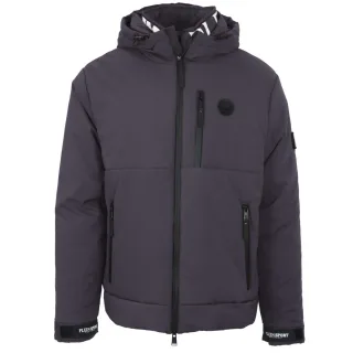 Plein Sport gepolsterte Jacke mit großem Markenlogo in Grau