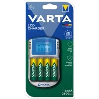 VARTA VARTA LCD Charger Ladestation inkl. 4x AA 2600mAh Batterien mit 12V Batterie-Ladegerät