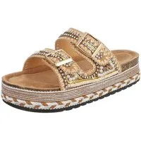 Ital-Design Damen Plateau Sandalette mit Schnallen & Zierdetails Plateausandaletten (91895637) Flach Pantoletten in Camel