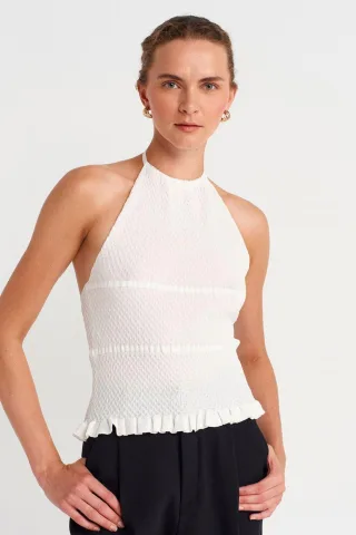 Slim Fit Trägerlose Strickbluse
