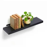 relaxdays Wandregal mit Metallhalterung, schwarz, 80 cm