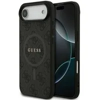 Guess Handyhülle Case iPhone 17 Air MagSafe Kunstleder grau Logo goldfarben 6,5 Zoll, Kantenschutz