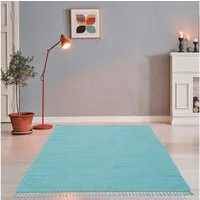 THEKO Teppich Happy Cotton Fleckerl, handgewebt, rechteckig, Höhe: 5 mm, Flachgewebe, reine Baumwolle, meliert, mit Fransen, auch als Läufer