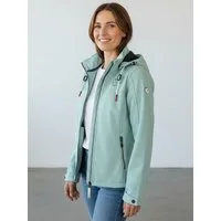 Dry Fashion Softshelljacke Zingst Damen Jacke Softshell Fleece-Futter - Übergangsjacke Outdoor Atmungsaktiv, Verstellbare & abnehmbare Kapuze, 2-Wege-Reißverschluss