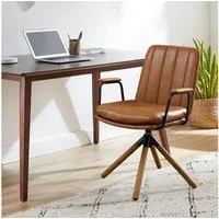 Art Leon Esszimmerstuhl CC058 (Rattan Bürostuhl ohne Rollen, Esszimmerstuhl Mid‑Century Modern Drehstuhl mit Buchenholzbeinen, Kunstleder gepolsterter Akzentsessel mit Wiener Geflecht, für Home Office Wohnzimmer, Braun/Grün/Schwarz), Grün Kunstleder 