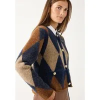 MORE&MORE Strickjacke softe Rauten-Strickjacke, Retro-Look