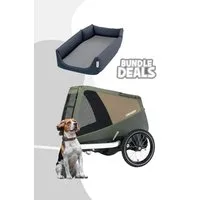 Croozer Fahrradhundeanhänger Dog Enna Bundle inkl. Enna Hundebett - Farbe: Moos Green