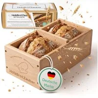 Bambuna Brotbackform HOLZBROTZAUBER - 30cm Premium Holzbrot Backform aus Buchenholz, (Brotbackrahmen für 1,5kg Brot mit integriertem Trennsteg), Perfekte Kruste & E-Book mit Brotbackrezepten