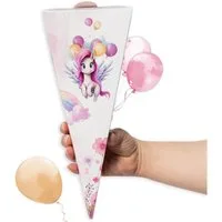 TOBJA Schultüte Kleine Geschwister Schultüte Einhorn - Zuckertüte Mädchen, Mini Schultüte im Einhorn Design Schulanfang