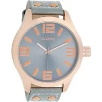 OOZOO Quarzuhr Oozoo Damen Armbanduhr Timepieces Analog, (Analoguhr), Damenuhr rund, extra groß (ca. 51mm) Lederarmband, Fashion-Style
