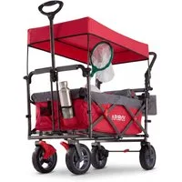 Arebos Bollerwagen mit Dach Premium, Handwagen Transportkarre 100 kg tragekraft, Vorder- und Hinter-Bremse