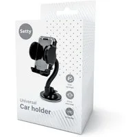 Setty Smartphone-Halterung Flex Auto-Handyhalterung Schwarz mit Saugnapf 360 Grad drehbar, (Einzelartikel, Einzelartikel, Flexibler 16-cm-Arm für variable Ausrichtung)