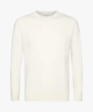 Profuomo - Creme Wollmix Rundhalsausschnitt cremeweiß - Gr. - XXL