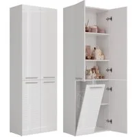 MAGOWA Badkommode Badezimmerschrank NEL Duo H174 cm x B60 cm x T30 cm (Stabil, langlebig & pflegeleicht), Platzsparendes Multitalent