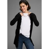 Laura Scott Strickjacke Feinstrick in Longform mit femininer Wellenkante