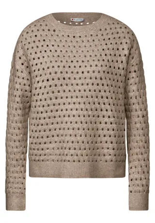 Street One - Strukturpullover beige - Gr. - 40