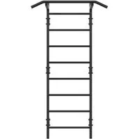 QLS Sprossenwand 10 Sprossen bis 250 kg, Kletterwand Klimmzugstange Klettergerüst Schwarz Stahl 228 cm