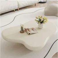 AFKSMILE Couchtisch Couchtisch in Wolkenform, Beistelltisch für den Innenbereich Cremeweiß, Cartoon-Stil, Unregelmäßige Form, moderner Mitteltisch für Wohnzimmer