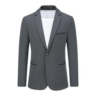 Herren Anzugjacke Slim Fit Mantel Business Alltag Blazer Grau