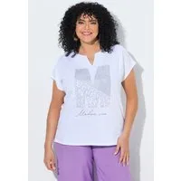 Ulla Popken T-Shirt T-Shirt Ziersteine Oversized Tunika-Ausschnitt