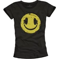 MAKAYA T-Shirt Damen Musik Top Kopfhörer Smile Band Rock Elektro Music Bandshirt
