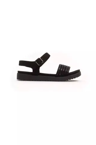 Péché Originel Schwarze Textil Damen Sandale