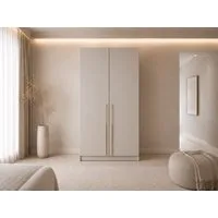MOEBLO Drehtürenschrank Glamy 2D (Kleiderschrank 2D - 100 cm - moderner Drehtürenschrank mit goldfarbenen Griffen, Kleiderstange und Einlegeböden) (BxHxT): 100x210x57 cm