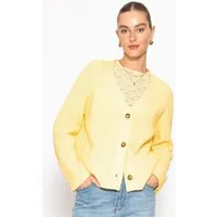SASSYCLASSY Cardigan Gerippter Cardigan mit V-Ausschnitt für Damen Strickjacke mit markanter Knopfleiste und weiten Ärmeln