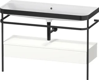 Duravit Happy D.2 Plus c-bonded Set mit Metallkonsole und Schubkasten Weiß Seidenmatt 1175x490x850 m HP4744N36360000
