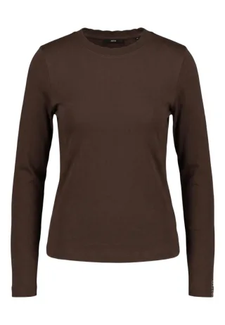 zero - Langarmshirt mit Wellenkante braun - Gr. - 36
