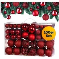 Casaria Weihnachtsbaumkugel (100 St), Weihnachtskugeln 100er Set Weihnachtsdeko matt glänzend glitzer