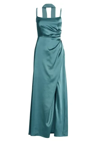 SWING - Abendkleid aus Stretch Satin teal green - Gr. - 38