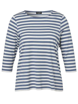 VIA APPIA DUE - T-Shirt Rundhals 3/4 Arm Ringel bleu/creme - Gr. - 44