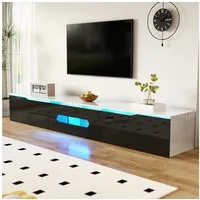 Merax Lowboard (180 L x 35 B x 30 H, 1 St), Hochglanz TV-Schrank mit LED-Beleuchtung und klappbarem Stauraum