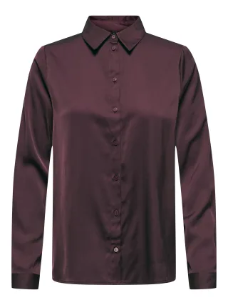 ONLY - ONLMIKA VIS SATIN L/S SHIRT WVN decadent chocolate - Gr. - S