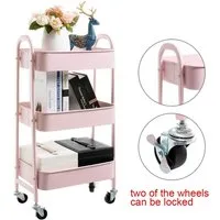 JEOBEST Beistellwagen Rollwagen Küchenwagen Servierwagen aus Metall 3-Etagen, (43x30x76.5cm) Multifunktionswagen für Küche, Schlafzimmer, Wohnzimmer