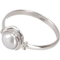 Guru-Shop Silberring Boho Silberring, filigraner Edelsteinring - Perle