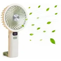 nsihing Handventilator Mini Ventilator Handventilator Akku Aufladbar, 5 Stufen einstellbar, mit LED-Display, leiser Taschenventilator für Reise, Outdoor, Büro