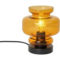 Qazqa Tischleuchte Denise, ohne Leuchtmittel, Extra-Warmweiß, QAZQA Tisch­leuchte, e27, Orange, Glas, Retro