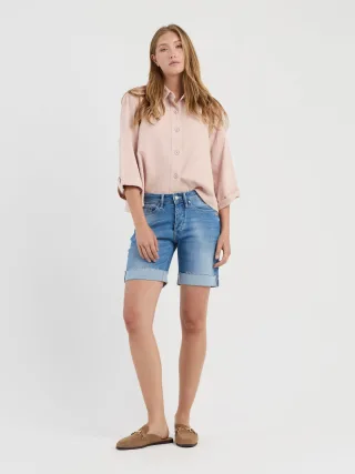 GANG Damen Essentials 94NICA SHORTS - boyfriend fit Jeans mid denim used
