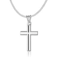 NAHLE Kette mit Anhänger Kreuz Silber Panzerkette Silberkette Kreuz Kette (2-tlg., inklusive Schmuckbox), 925 Silber Anhänger - rhodiniert