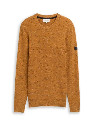 Tom Tailor - Space Dye Pullover mit Rundhalsausschnitt peanut multicolor space dye - Gr. - L