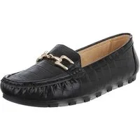 Ital-Design Elegante Mokassins mit Schnalle für Damen - Komfortabel & Stilvoll Slipper (89930205) Flach Mokassins in Schwarz