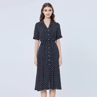 Hemd-Kleid mit Retro-Druck